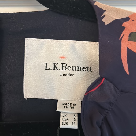 NWT LK Bennett Yadira Floral-Print Silk Midi Dress - Flawed - Picture 7 of 10